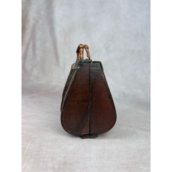 Vintage Wooden and Metal Purse Mod 1960s 1970s Handbag - Picture 4 of 8